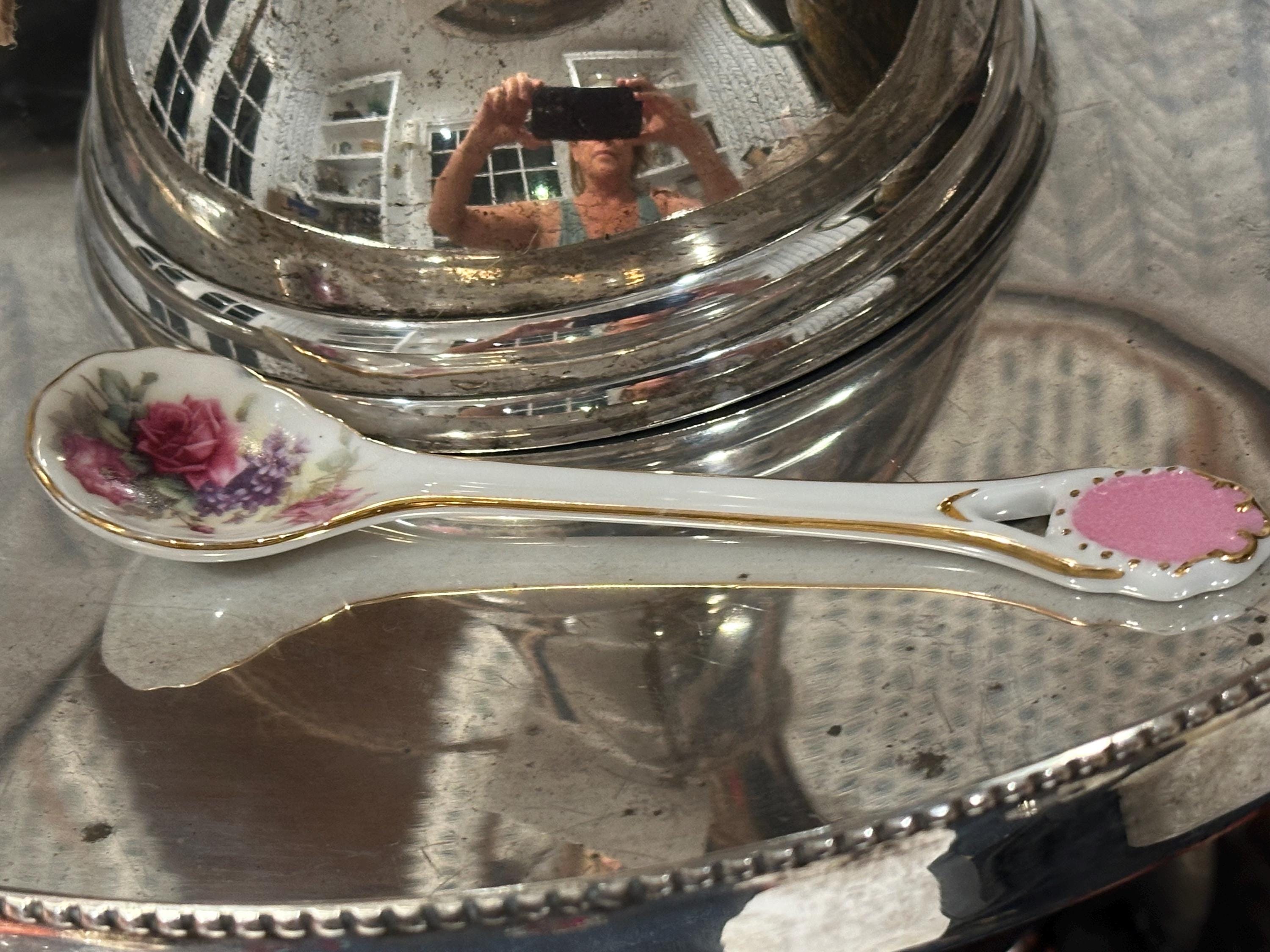 Vintage Rose FLORAL PORCELAIN TEASPOON - Etsy