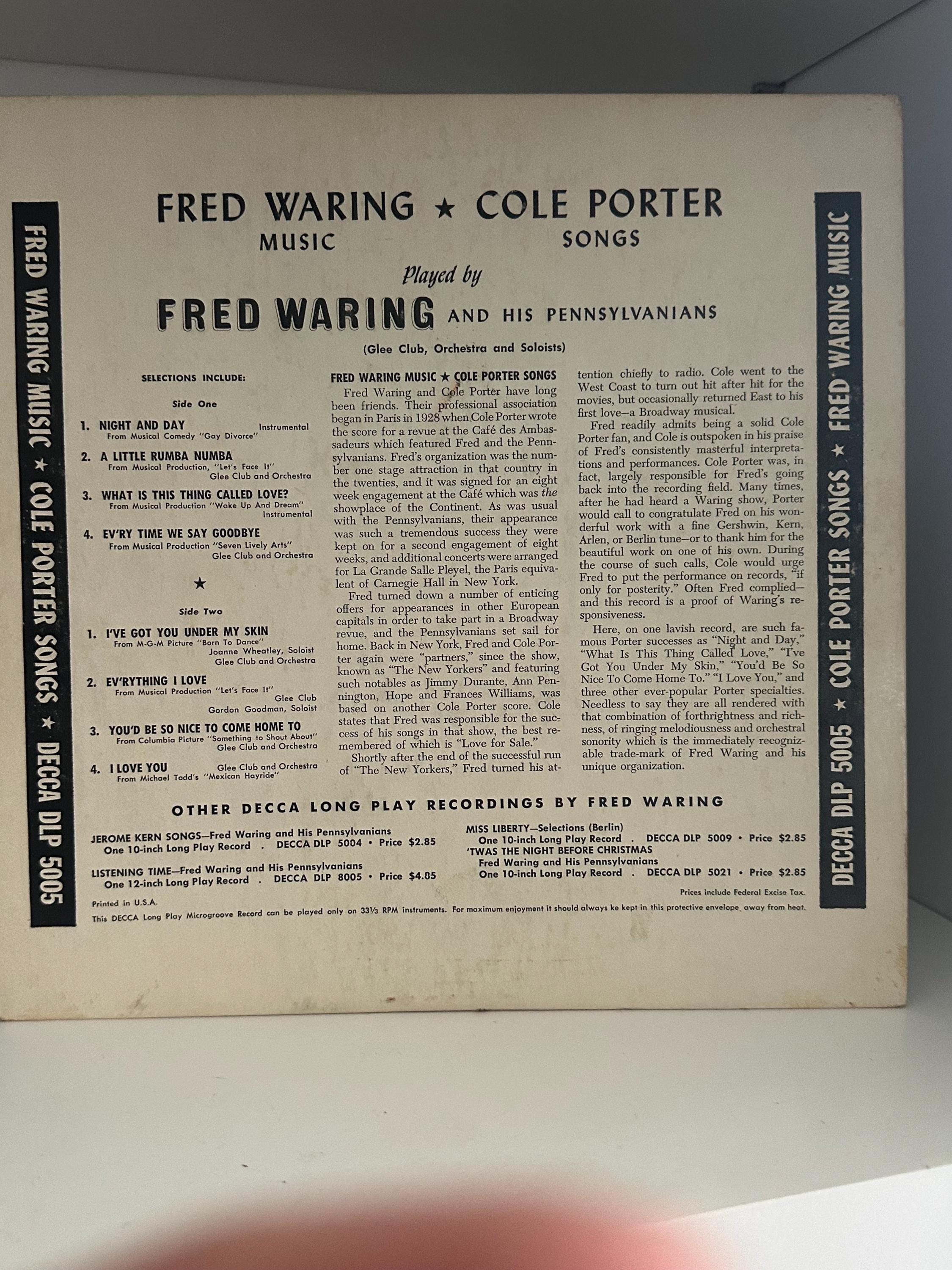 Vintage DECCA RECORDS 33 1/2 Fred Waring Music Cole Porter Songs