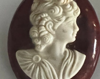 Vintage   Redwood Burl Cameo Brooch/Pin