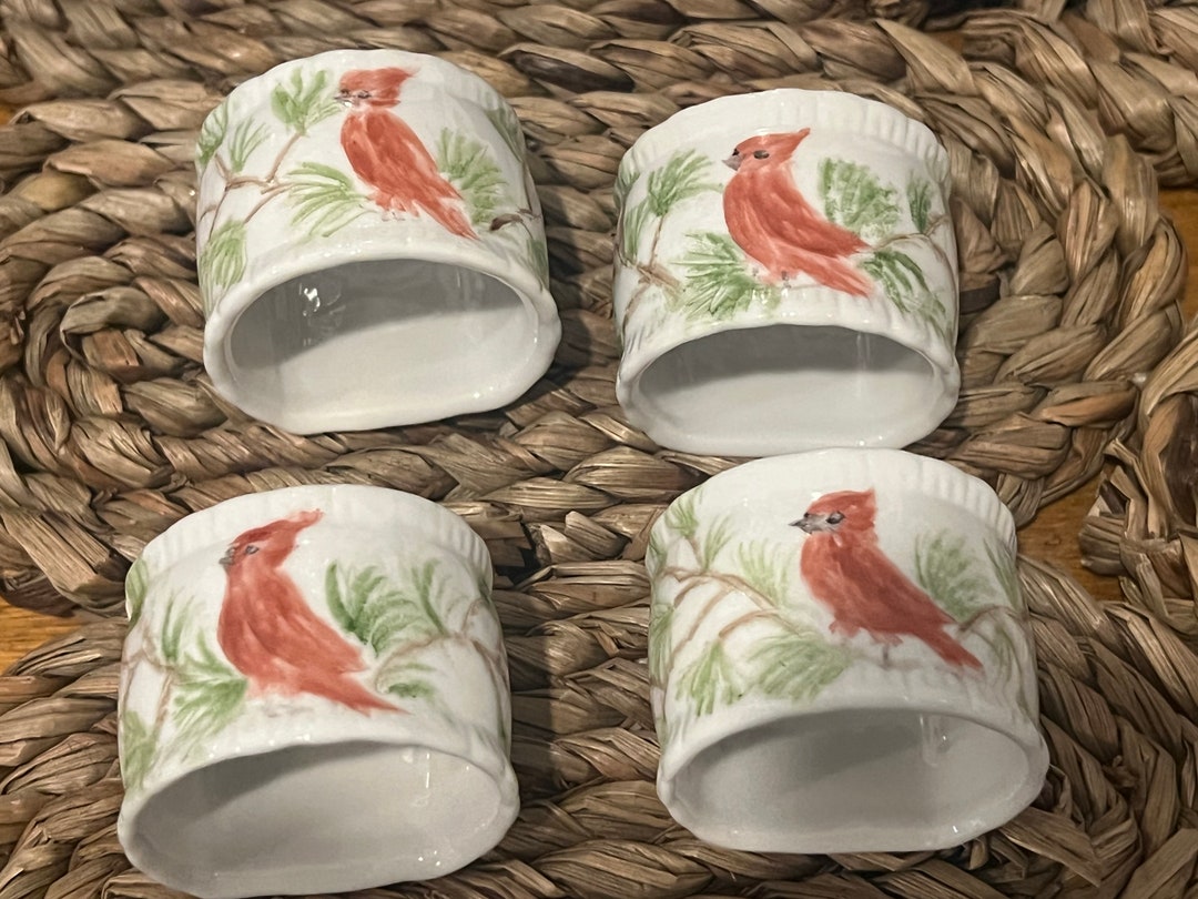 4 Vintage Porcelain NAPKIN RINGS Birds Etsy