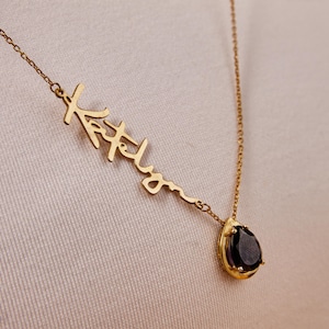 Personalized Birthstone Name Necklace, Custom Birthstone Necklace, Custom Gemstone Name Necklace, Birthday Gift For Her, Valentine Day Gift