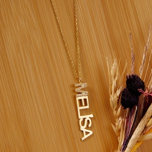 Diamond Custom Name Necklace, Personalized Name Gift For Her, Customized Diamond Name Pendant, Mother&#39;s Day Gift, Anniversary Gift