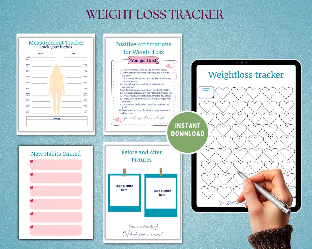 Weight Loss Tracker, Habit Tracker Printable, Self Care Planner, Size ...