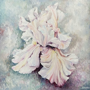 Pintura de flores original, pinturas em tela, arte de parede de íris, arte floral, pintura de flores, pintura de íris, arte de parede de flores, presente de inauguração de casa