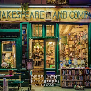 Photo of Shakespeare and Company Bookstore, Paris Photograph, Paris Bookshop, Gifts For Readers, Green Amber par9 image 1