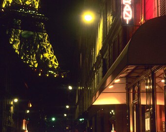 Eiffel Tower Photo Paris Cafe Print Bistro Photograph Restaurant France Photography Night  par13