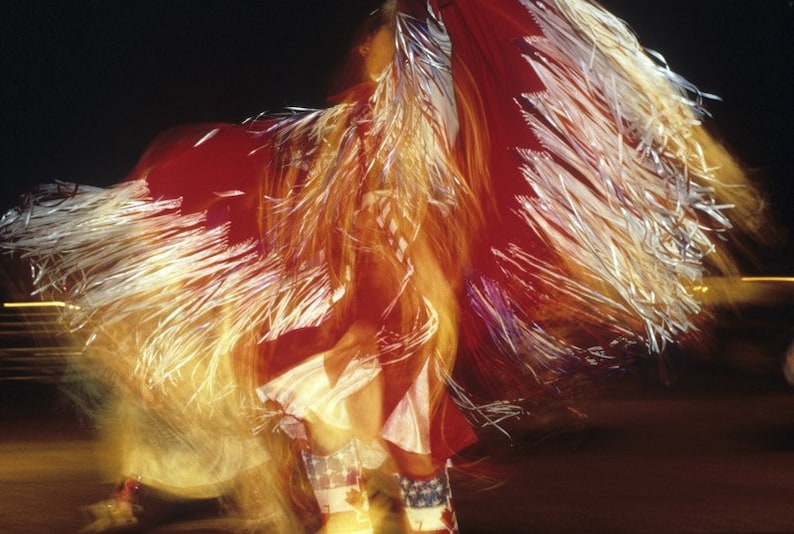 Powwow Photo Native American Dance Photography Indian Photograph Headdress Bold Colors Black Red oth11 image 1