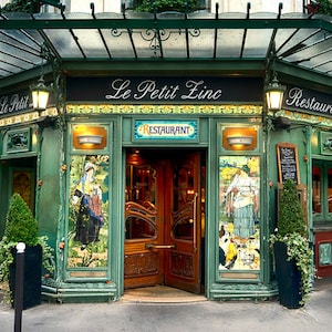 Paris Cafe Photo Le Petit Zinc Cafe Paris Decor Restaurant Bistro Photograph France Print Green Wall Art par126
