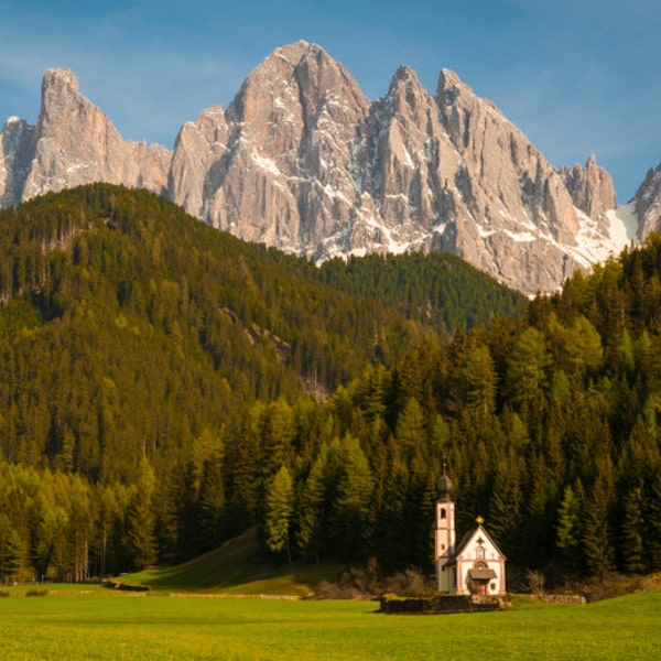 Dolomite Photograph Switzerland Photo Tyrolean Landscape Italy Photography Austrian Mountains Church Adige ita92
