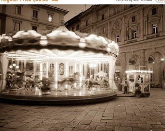 Italy Photography, Carnival Photo Carousel Photograph Florence Rome Tuscany Black and White Wall Art ita81