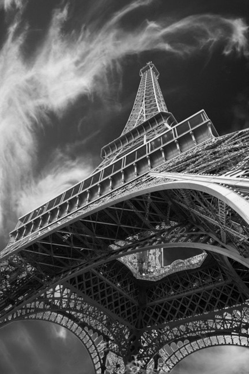 Eiffel Tower Print Black and White Photo Paris Photography | Etsy
