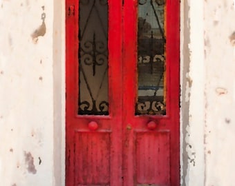 Italy Photography, Red Door Photo Architecture Detail Old Shabby Chic Wall Art Home Decor Fine Art Print ita114