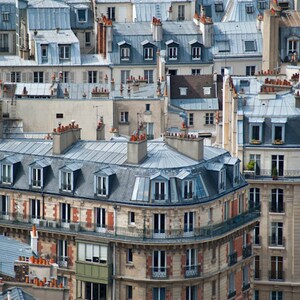 Paris Rooftops Photo Parisian Roofs Photograph Houses Apartments Buildings Neutral Colors Brown Beige Tan par14
