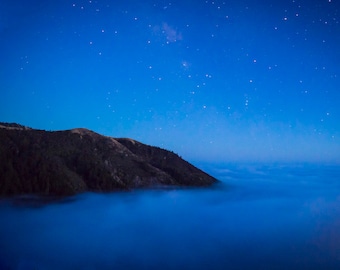 Big Sur Photography Ocean Photography California Coast Photo Stars Night Blue Clouds Seascape Wall Art nat127