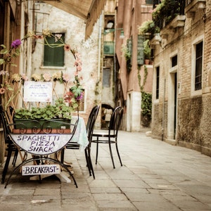 Cafe Photography Venice Photograph Italy Photo Vintage Italy Food Print Restaurant Neutral Colors ven12 image 1