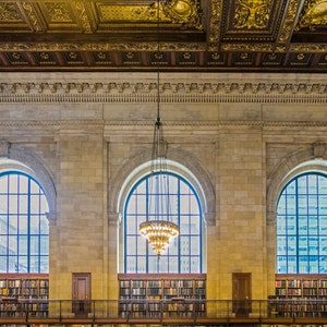 New York Library Photo, Nyc Photograph Architecture Literature Books For Readers Main Reading Room Wall Art nyc69