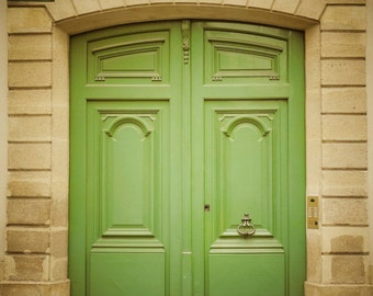 Paris Door Photo France Print Paris Photography Parisian Apartment Green Fine Art Print par70