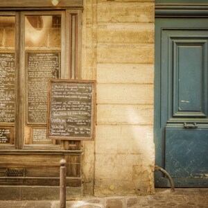 Paris Photograph Menu Chalkboard Bistro Photo Parisian Cafe Restaurant  Shabby Chic Neutral Colors Wall Art par28