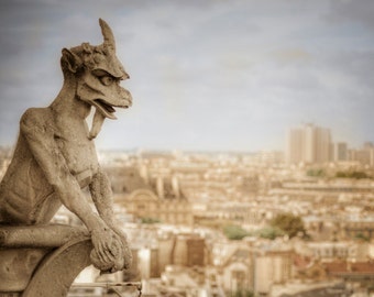 Gargoyle Photograph, Notre Dame Photo Paris Print Photo Hugo Wall Art Home Decor Neutral Colors Beige par29