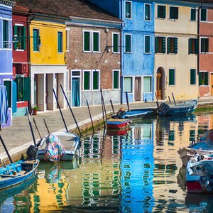 Burano Photography Italy Photo Canal Venice Colorful Reflections Wall Art Home Decor Fine Art Print ita118