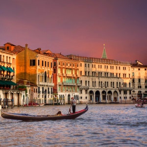 Venice Photography Sunset Photo Grand Canal Rialto Bridge Italy Photograph Gondola Print San Marco  ven61