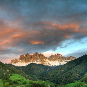 Mountain Sunset Photo, Italy Photography Italian Alps Swiss Valley Dolomites Spring Landscape Wall Art ita10 image 1