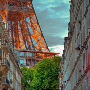 Eiffel Tower Photo, Paris Photography Evening Light Restaurant Bistro Cafe Apartments France Wall Art Decor par26