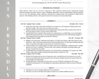 ATS Friendly Resume Template Word, Pages, Google Docs, ATS Resume, ATS Cv Resume Template, Minimalist Resume, Simple Resume, Basic Resume