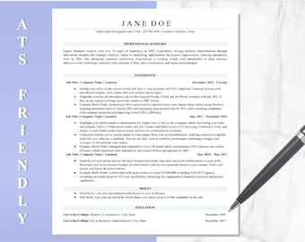 ATS Friendly Resume Template Word, Pages, Google Docs, ATS Resume, ATS Cv Resume Template, Minimalist Resume, Simple Resume, Basic Resume