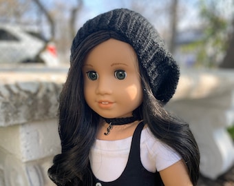 Custom Doll Hat, Slouchy Doll Beanie, Slouchy Doll Hat, Knit Doll Hat, Custom Made, Personalized, 18 Inch Doll Clothes, Girl Doll Outfit