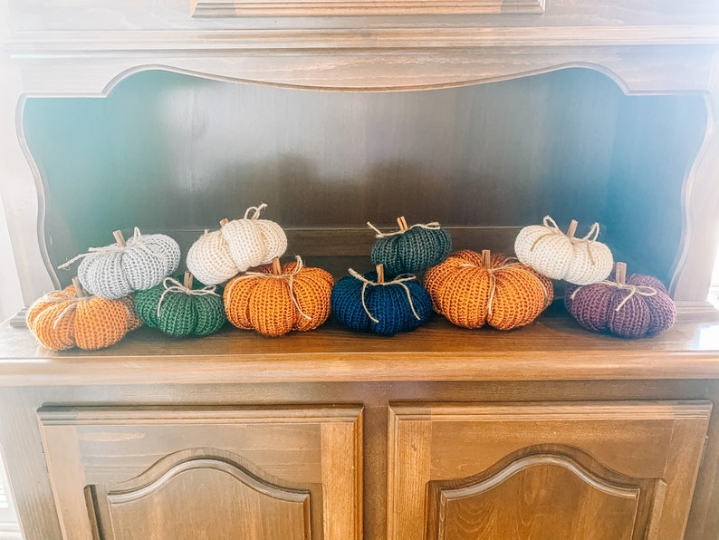 Knit Pumpkins, Handmade Pumpkin Decor, Home Decor, Fall Decorations, Halloween Decorations, Table Settings, Thanksgiving, Rustic image 3