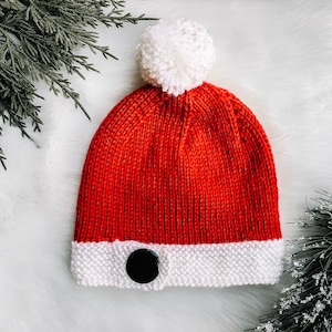 Baby Santa Hat - Knit Santa Hat - Baby Christmas Hat
