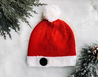 Baby Santa Hat - Knit Santa Hat - Baby Christmas Hat