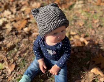 Cat Hat, Knit Baby Cat Ear Hat, Knit Cat Ear Hat, Animal Hat, Knit Baby Hat, Winter Baby Hat, Baby Clothes, Baby Girl Hat, Baby Gift