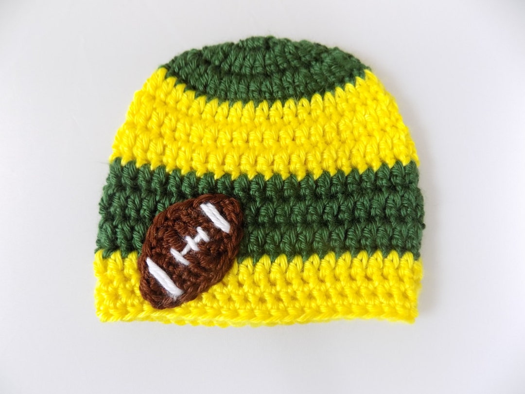 Green and Yellow Baby Hat Baby Football Beanie Striped Baby Etsy