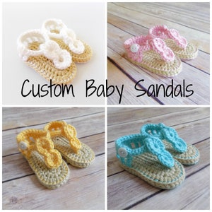 Baby Sandals, Crochet Baby Flip Flops, Crochet Baby Shoes, Newborn Baby Sandals, Baby Girl Sandals, Knit Baby Shoes, Baby Girl Flip Flops image 1