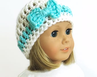 AG Doll Hat - 18 Inch doll clothes - Bow Beanie