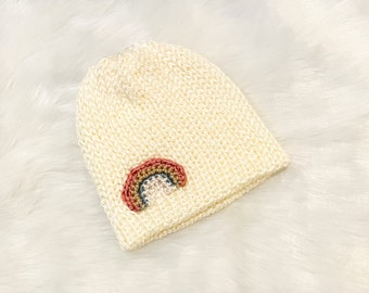 Baby Regenboog Hoed, Boho Regenboog Muts, Baby Meisje Hoed, Pasgeboren Baby Gebreide Hoed, Regenboog Baby Douche Cadeau, Moderne Baby Muts, Neutrale Baby Hoed