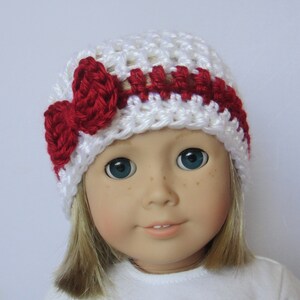 Crochet Doll Hat Knit Bow Beanie 18 Inch Doll Clothes image 2