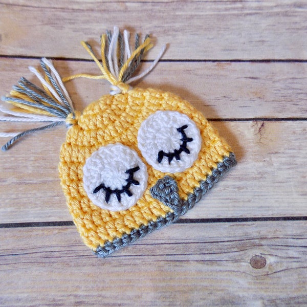 Baby Owl Hat, Micropreemie Baby Beanie, Knit Preemie Hat, Crochet Baby Cap, Bird