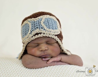 Baby Pilot Hat, Baby Aviator Hat, Pilot Beanie, Earflap Aviator Hat