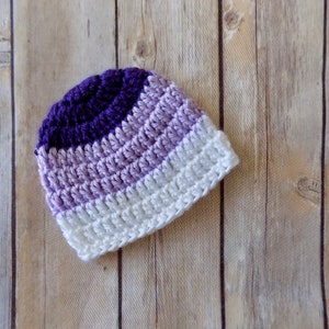 Preemie Baby Hat, Baby Hospital Beanie, Micro Preemie Size Hat, Purple Baby Beanie, Twin Baby Hats, Baby Girl Clothes, Ombre, Lavender image 1