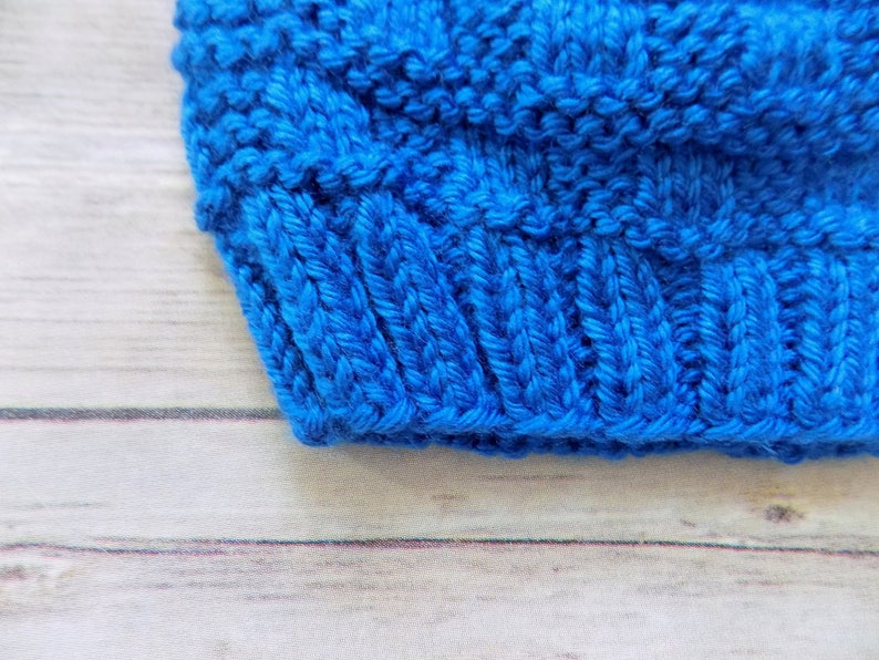 Newborn Baby Hat Blue Knit Beanie Textured Knit Hat