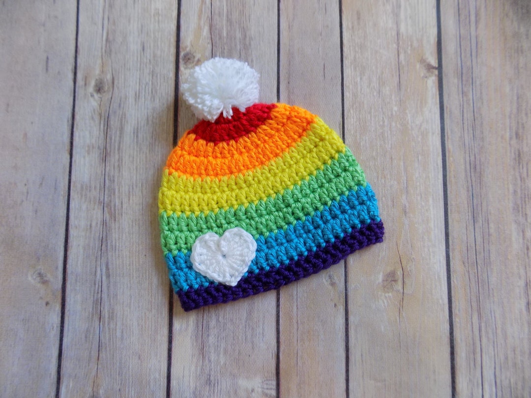 Rainbow Baby Hat, Crochet Baby Rainbow Beanie, Rainbow Baby Boy