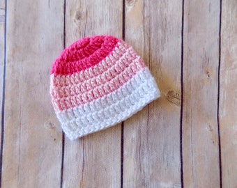 Pink Preemie Hat, Micro Preemie Beanie, Pink Ombre Hat, Baby Girl Hat, Hospital Hat, Baby Clothes, NICU Baby