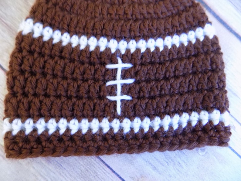 Baby Football Hat, Football Beanie, Sports Hat, Baby Boy Beanie, Crochet, Knit, Football Season image 3