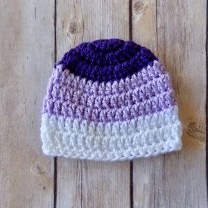 Preemie Baby Hat, Baby Hospital Beanie, Micro Preemie Size Hat, Purple Baby Beanie, Twin Baby Hats, Baby Girl Clothes, Ombre, Lavender image 2