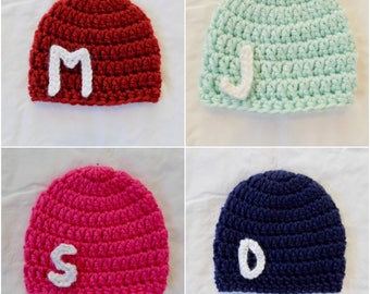 Preemie Baby Hat, Micro Preemie Hat, Baby Hat with Initial, NICU Baby Hat, Baby Beanie with Initial, Crochet Baby Hat, Custom Baby Beanie