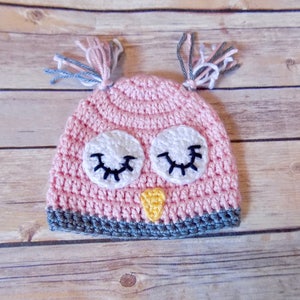 Baby Owl Hat, Pink Owl Hat, Baby Girl Hat, Baby Girl Animal Beanie, Micro Preemie Hat, Preemie Hat Girl, Preemie Hat, Newborn Baby Owl Hat image 2
