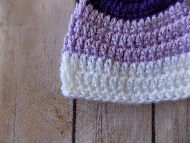 Preemie Baby Hat, Baby Hospital Beanie, Micro Preemie Size Hat, Purple Baby Beanie, Twin Baby Hats, Baby Girl Clothes, Ombre, Lavender image 3